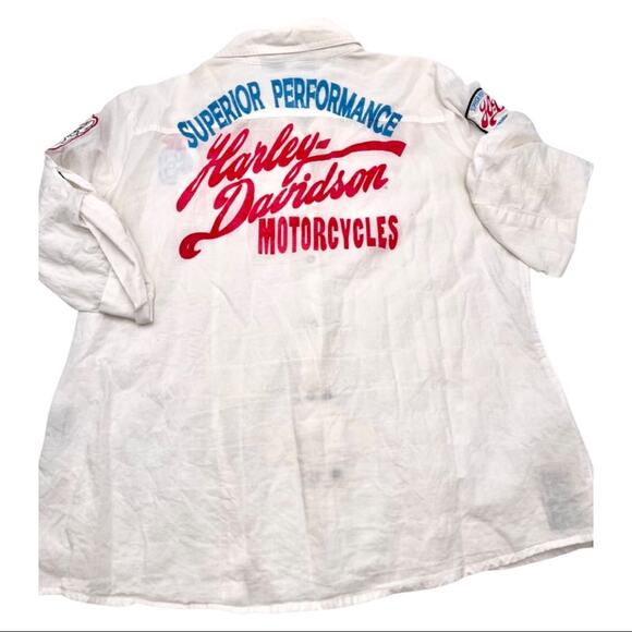 HARLEY DAVIDSON women's 3/4 sleeves button up white shirt SIZE XL - EXTRA LRG - Picture 1 of 13